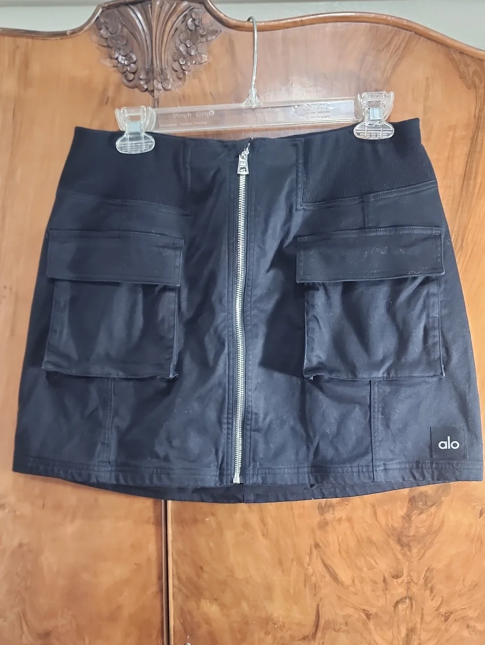 ALO Yoga Black Cargo Mini Skirt with Center Zip